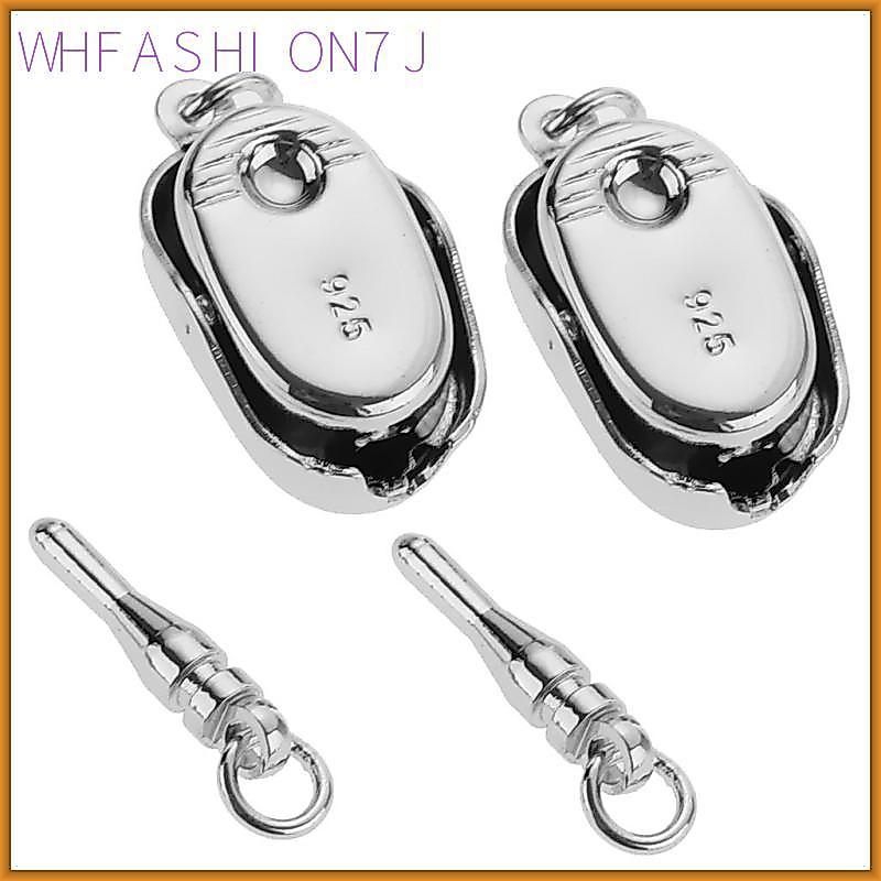 [whfashion7j] Prettyia 2 ชิ้น Ingot Shape และ Bar Clasp 925 เงินสเตอร์ลิง DIY Clasp Buckle