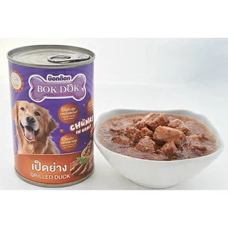 [1 กระป๋อง ]อาหารสุนัขเปียก bok dok แบบเกรวี่ แบบกระป๋อง 400g สำหรับสุนัข 3 เดือนขึ้นไป