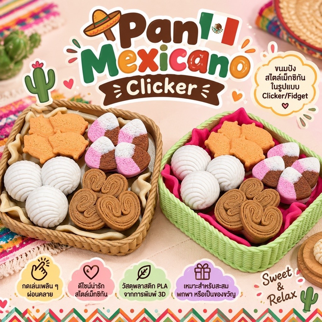 Pan Mexicano Clicker ขนมปังสไตล์เม็กซิกันในรูปแบบ Clicker/Fidget ดีไซน์น่ารัก