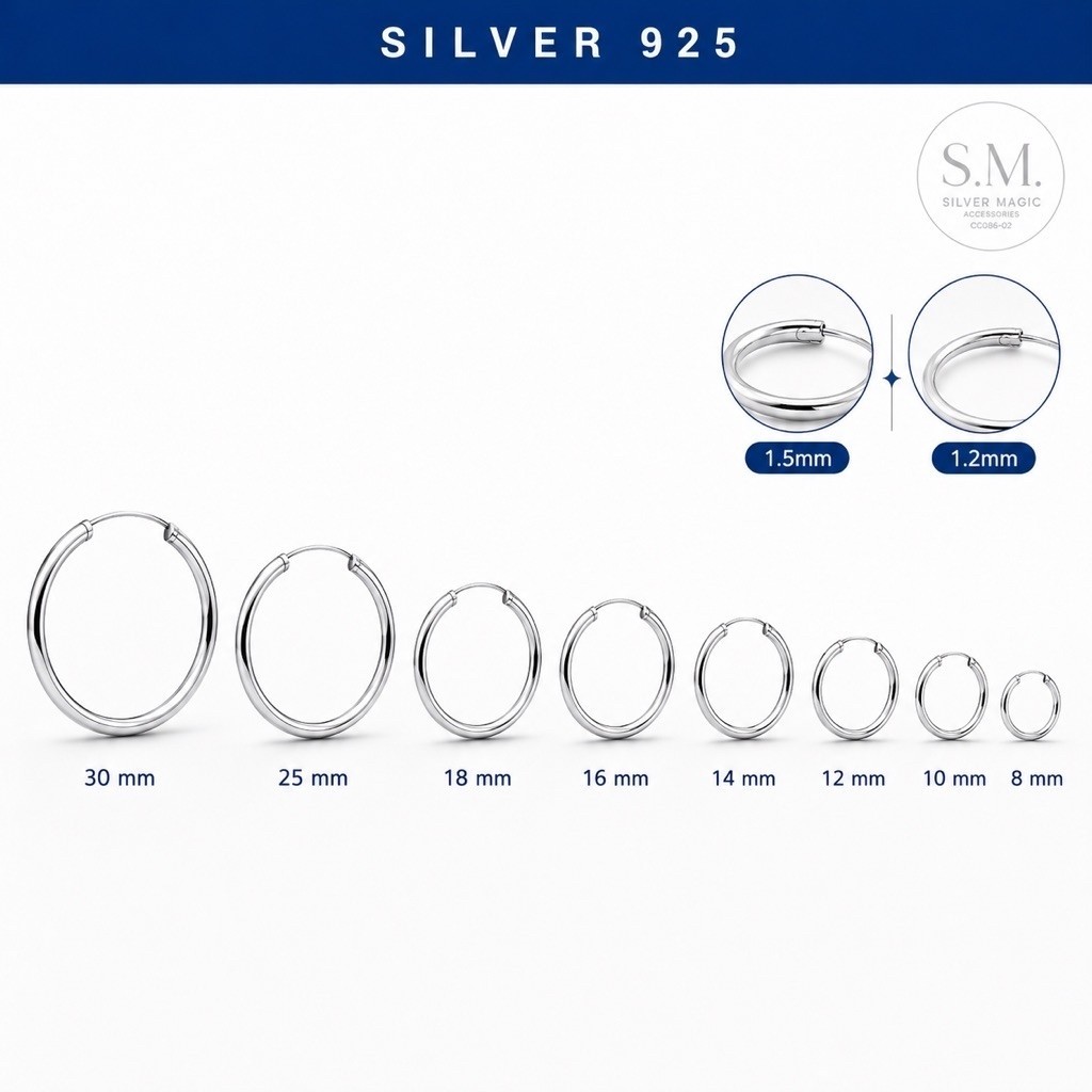 ต่างหูเงินแท้ (ราคาต่อคู่) silver925 เหมาะสำหรับคนแพ้ง่าย ใส่อาบน้ำได้ ต่างหูห่วงเงิน มินิมอล