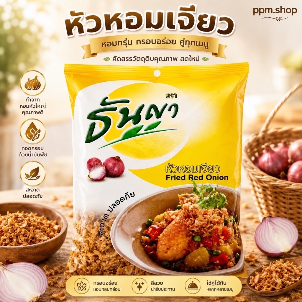 หอมเจียว ตราธันญา 500 กรัม Fried Red Onion