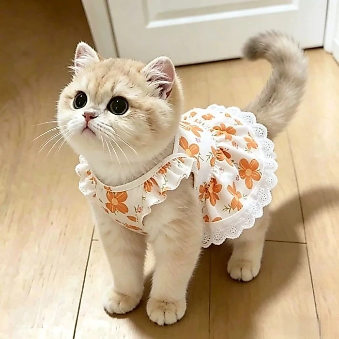 [คลังสินค้าพร้อม] Cat Flower Breathable Anti-Lint Sling Princess Dress Summer thumbnail 6