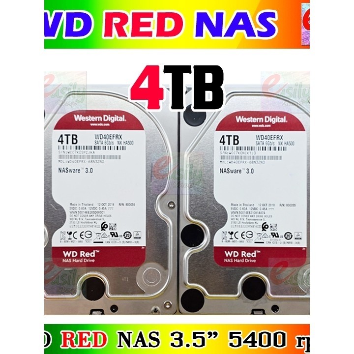 (มือสอง) HDD NAS WD Red 4TB 3.5" SATA III สภาพดีเยี่ยม ผลเทสเขียว Good