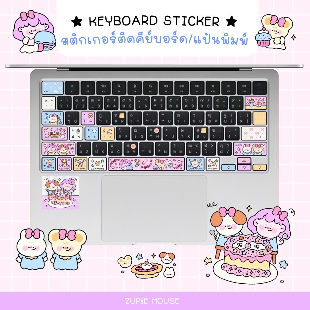 ZUPiE Keyboard Sticker สติกเกอร์ติดคีย์บอร์ด สติกเกอร์ติดแป้นพิมพ์โน๊ตบุ๊ค