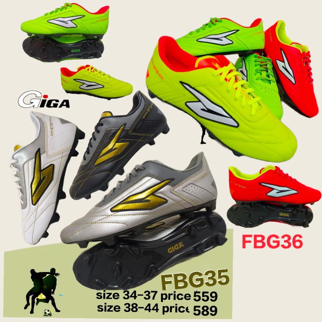 GIGA FBG35 รองเท้าสตัส GIGA FBG35 รองเท้าสตัสเด็ก ฟุตบอล ฟุตบอลเด็ก สินค้าขายดีฟุตบอล สีดำ สีทองfootball giga กีฬาเด็ก