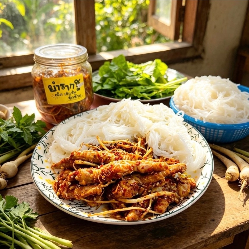 ยำรากชูหม่าล่า(รากคิว) เปรี้ยว เผ็ดจัดจ้าน