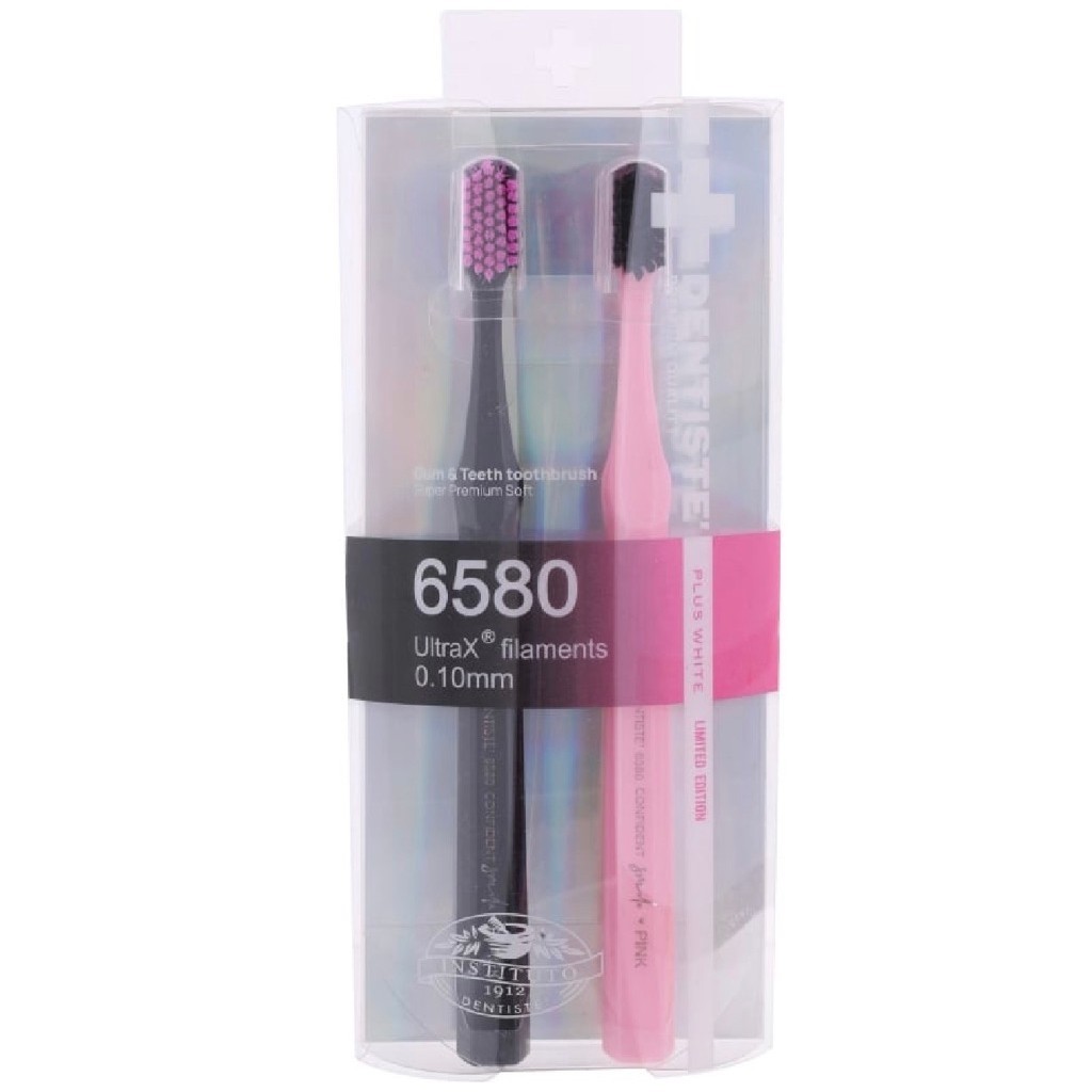 east แพ็ค2ด้าม Dentiste plus white 6580 แปรงสีฟันชมพู ดำ ซูเปอร์ พรีเมียม ซอฟ