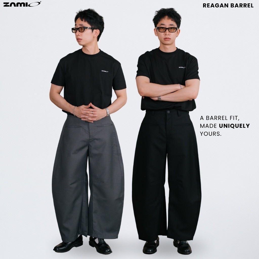 ZAMIO REAGAN BARREL PANT กางเกงสแลคเอวสูงทรงบาเรลขาพอง