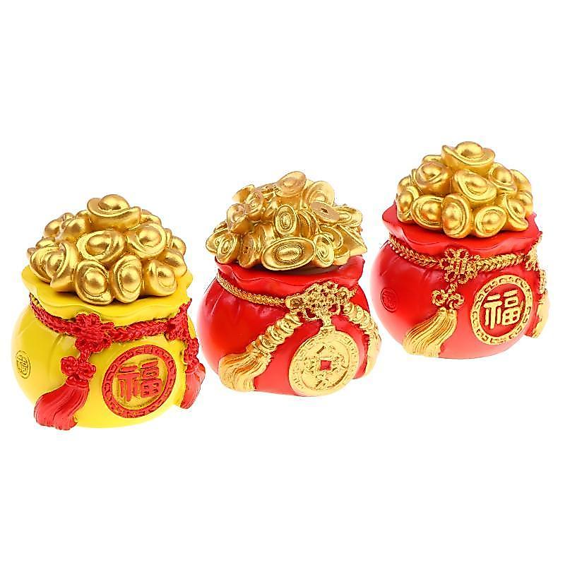 Newsmallbrains Charming เรซิ่นเงินกระเป๋า Figurine Decor สําหรับ Home Office ความเจริญรุ่งเรืองสัญลั