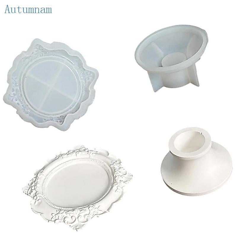 AUTU Ornate ชุดแม่พิมพ์เรซิ่นสําหรับถาดโชว์และแบบจาน