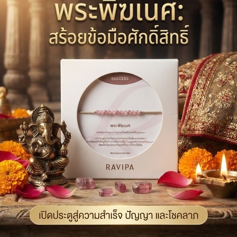 สร้อยข้อมือพระพิฆเนศ RAVIPA เสริมดวง โชคลาภ ความสำเร็จ