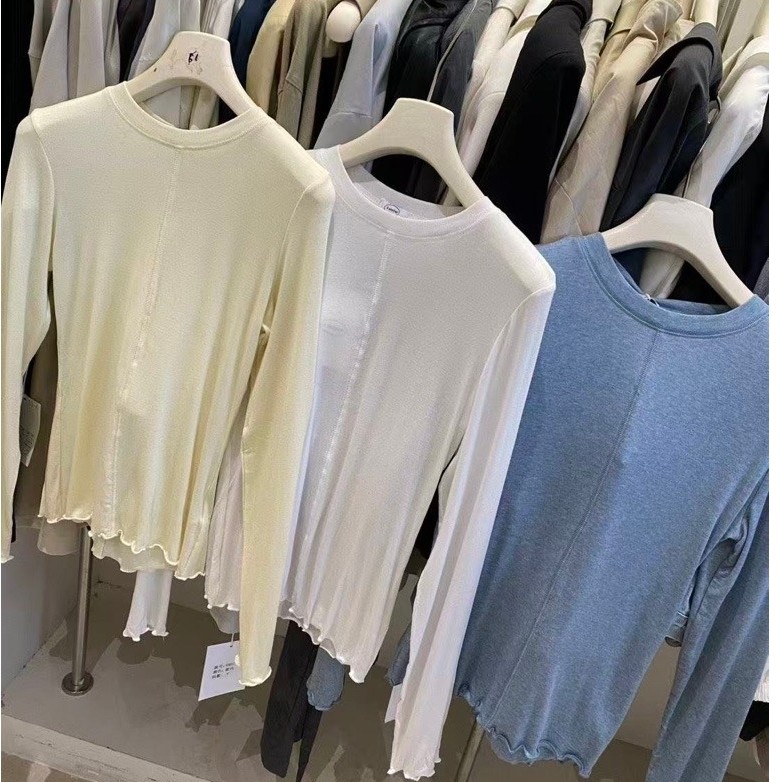 25SUMMER T26 - เสื้อยืดแขนยาวจีบหน้า