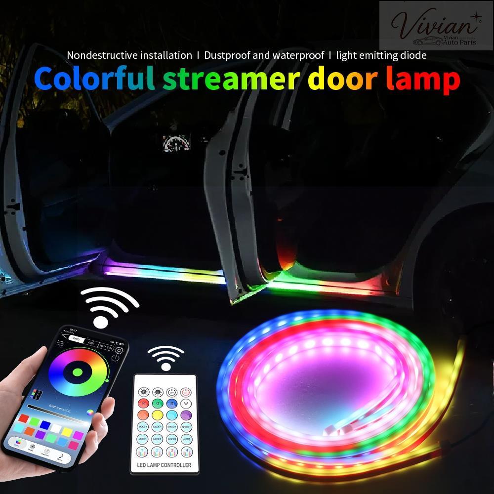 Super Bright รถประตู Sill Light Strip RGB สีสันแบบไดนามิกเหยียบ LED โคมไฟ Streamer ไฟวิ่งกลางวัน 1.2