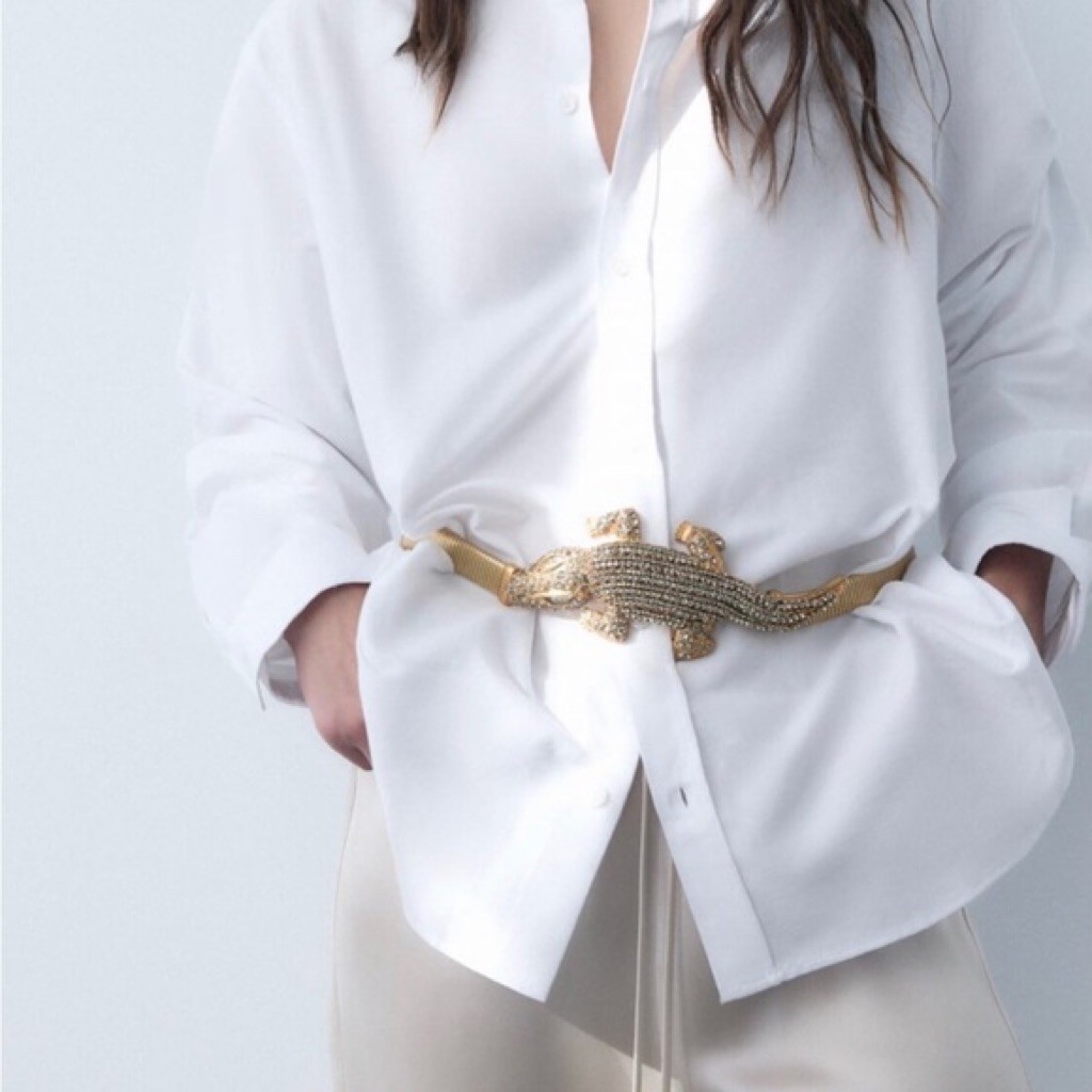 Zara crocodile elastic belt (เข็มขัดหัวจระเข้)