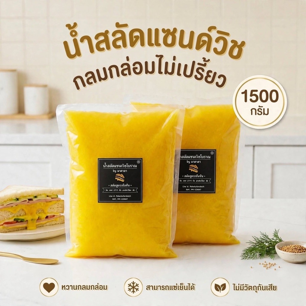น้ำสลัดแซนวิชโบราณ ขนาด 1500 กรัม ทำสดใหม่ทุกวัน ☪️