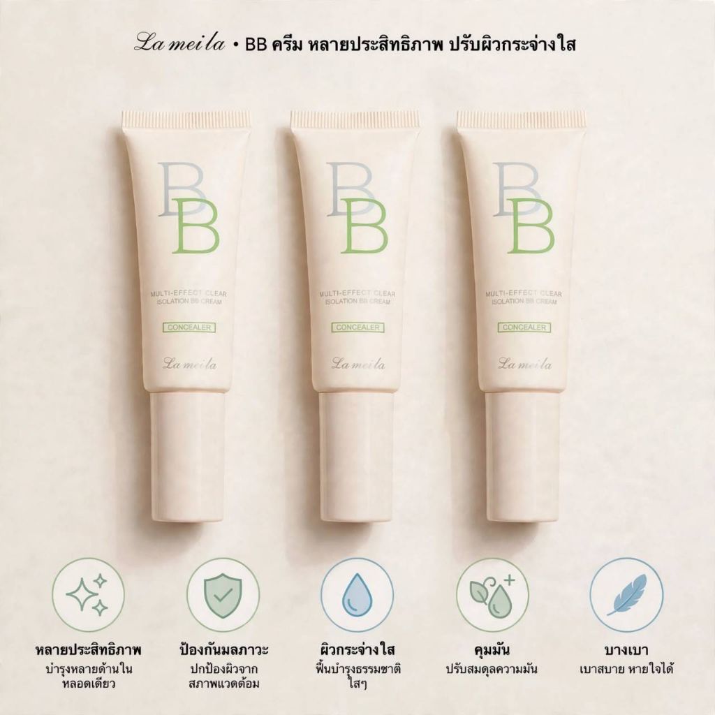 La meila BB ครีม คอนซีลเลอร์ ปกปิดเนียน กระจ่างใส 30g