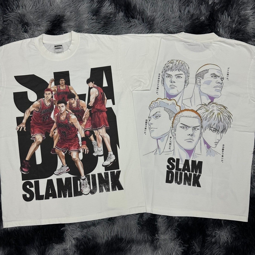 เสื้อยืดผ้าฟอกขาว Slam Dunk สกรีนจมDTG (ป้าย United Athle) คอตตอน 100