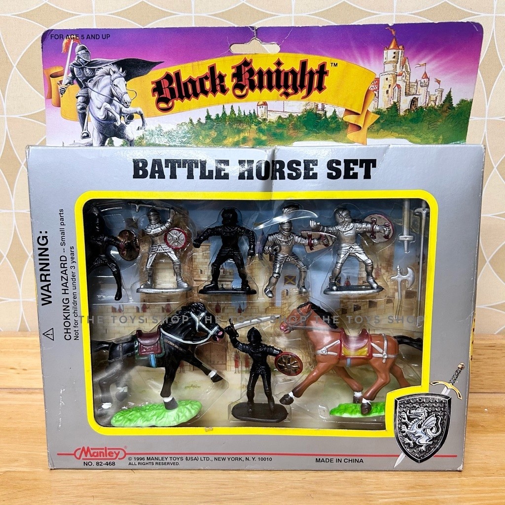 Vintage ของเล่นย้อนยุค (งานแผงยุค 90s)  ฟิกเกอร์ทหารอัศวิน 1996 Manley Toys(USA) Ltd.,Black Knight B