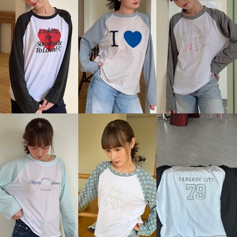 (พร้อมส่งทุกลาย☎️)HASU62 Twenty oversized เสื้อแขนยาวคอกลมโอเวอร์ไซซ์สกรีนลาย (happysummer.bkk)