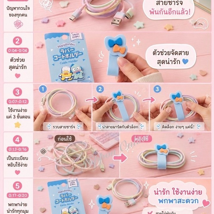 Cable Holder ที่รัดสายไฟ สายเคเบิ้ล Hapidanbui Collection