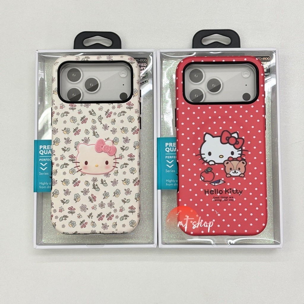 เคสโทรศัพท์ลาย Hello Kitty สำหรับรุ่นไอโฟน 17 17ProMax 18ProMax เคส2ชั้นผิวด้าน ขอบนิ่ม-หลังแข็ง