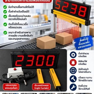 เครื่องนับจำนวนชิ้นงานอัตโนมัติ ระบบเซ็นเซอร์แสง Light Curtain พร้อมจอ LED