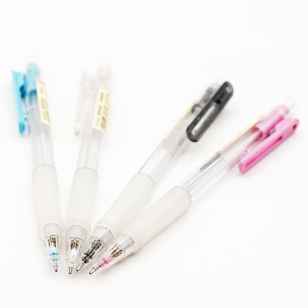NARITA Mechanical Pen ดินสอกดนาริตะ รุ่น 128 สไตล์ญี่ปุ่น MUJI ด้ามใส คลิปสี ดีไซน์ด้ามกลมเหลี่ยม เครื่องเขียนน่ารัก