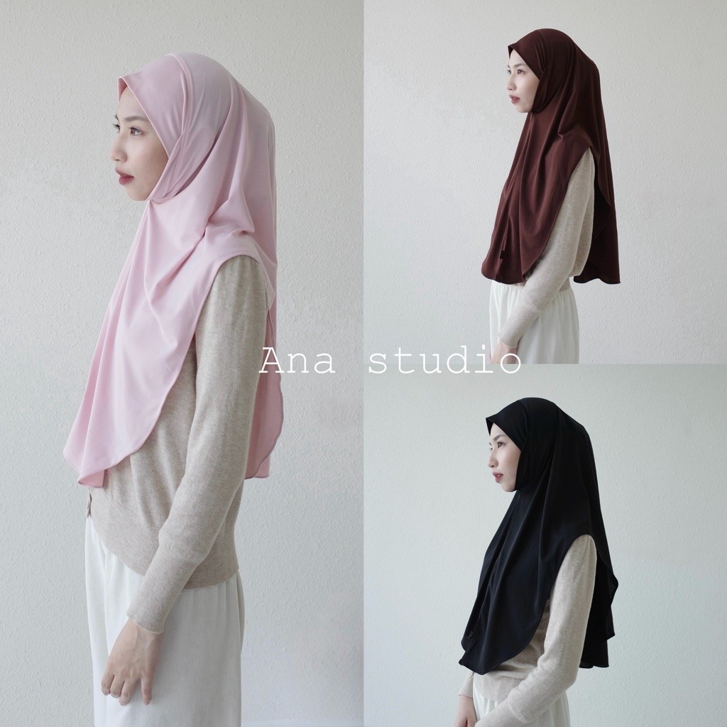 Acia hijab - ana studio ผ้าคลุมหน้ายืดตุรกีผูกหลังผ้า ITY ( ไม่ต้องรีด )