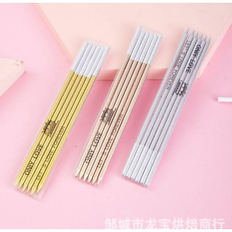 เทียนวันเกิดแบบยาวสีเมทัลลิคมี3สี (LA01)