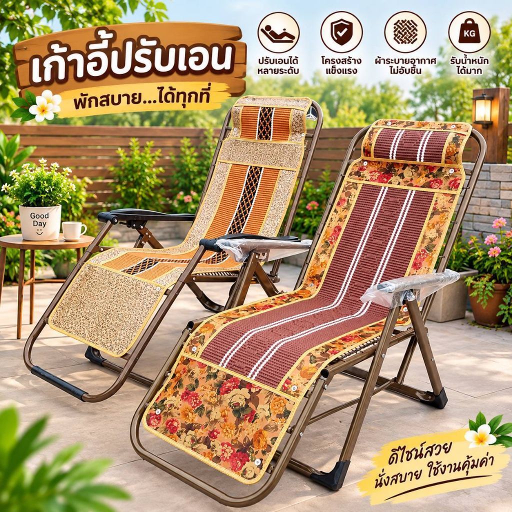 เก้าอี้พับ **เก้าอี้พับผ้ากำมะหยี่ ไม่ต้องกังวลว่าเชือกจะขาด เปลสปริง