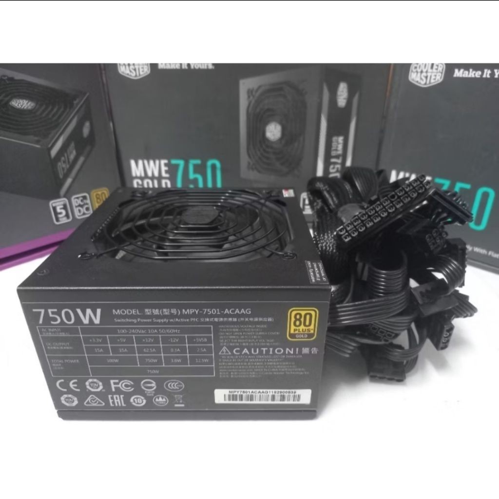 Cooler Master MWE 750W 80+Gold มือ2 สายแพรดำ