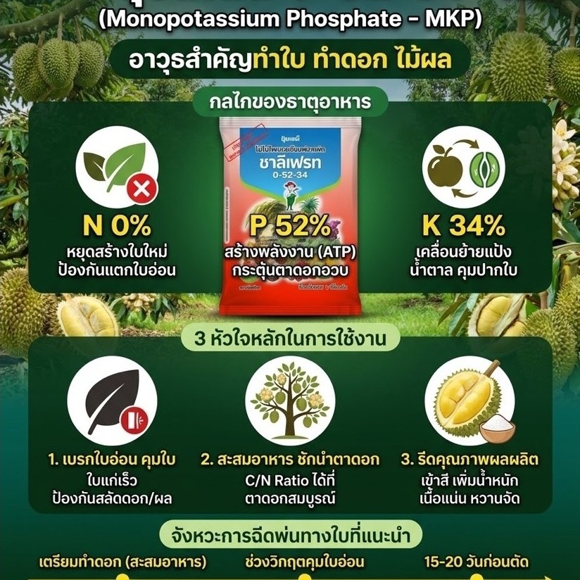 1 กิโลกรัม ปุ๋ยเกล็ด ชาลีเฟรท 0-52-34 ละลายน้ำง่าย