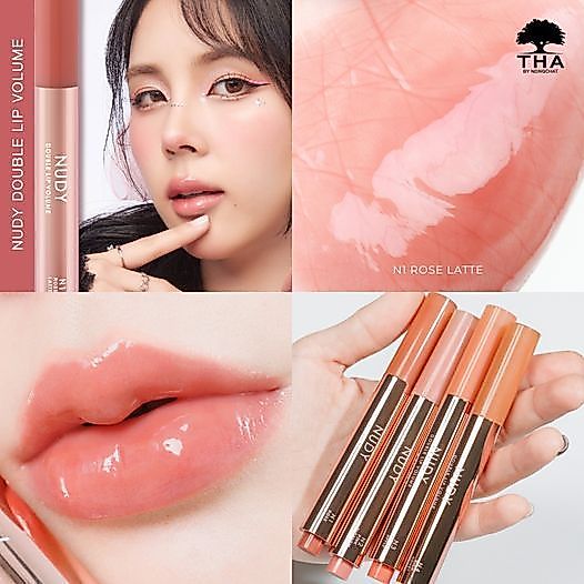 ลิปฉัตร ลิปนู้ด THA by Nongchat Nudy Double Lip Volume