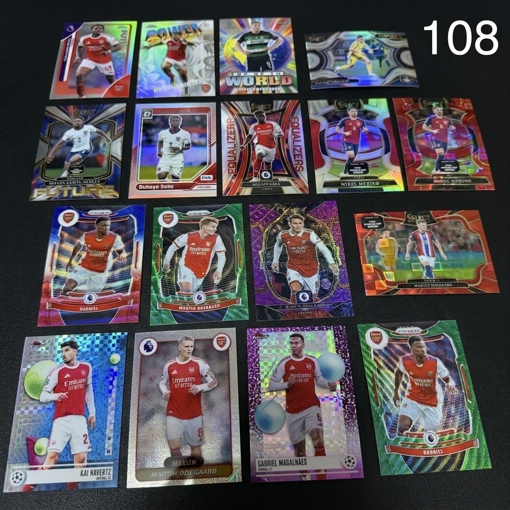 การ์ดสะสมฟุตบอลของแท้ Arsenal FC - Ødegaard / Saka / Kai Havertz / Gabriel / Myles / Gyokeres / Merino สะท้อนแสง ใบสี