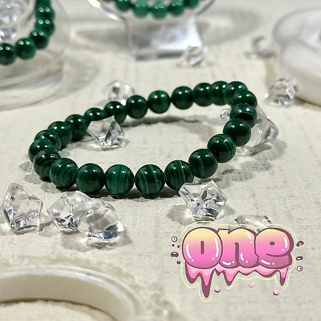 【พรีเมียม】พร้อมส่ง มาลาไคท์ （Malachite） พรีเมียม ขนาด 8 มิล มาลาไคต์ ข้อมือหินมาลาไคต์ หินมาลาไคต์