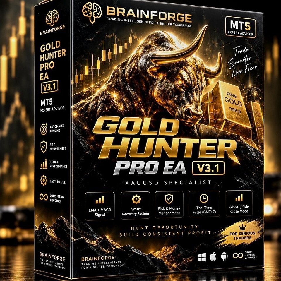 BRAINFORGE GOLD HUNTER PRO EA V3.1 | MT5 Expert Advisor | XAUUSD Gold Trading EA | EMA + MACD + Smar