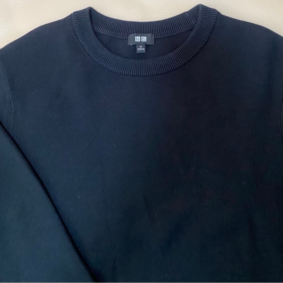 ส่งต่อ - Uniqlo Washable Milano Ribbed Crew Neck Sweater Size M สี ดำ