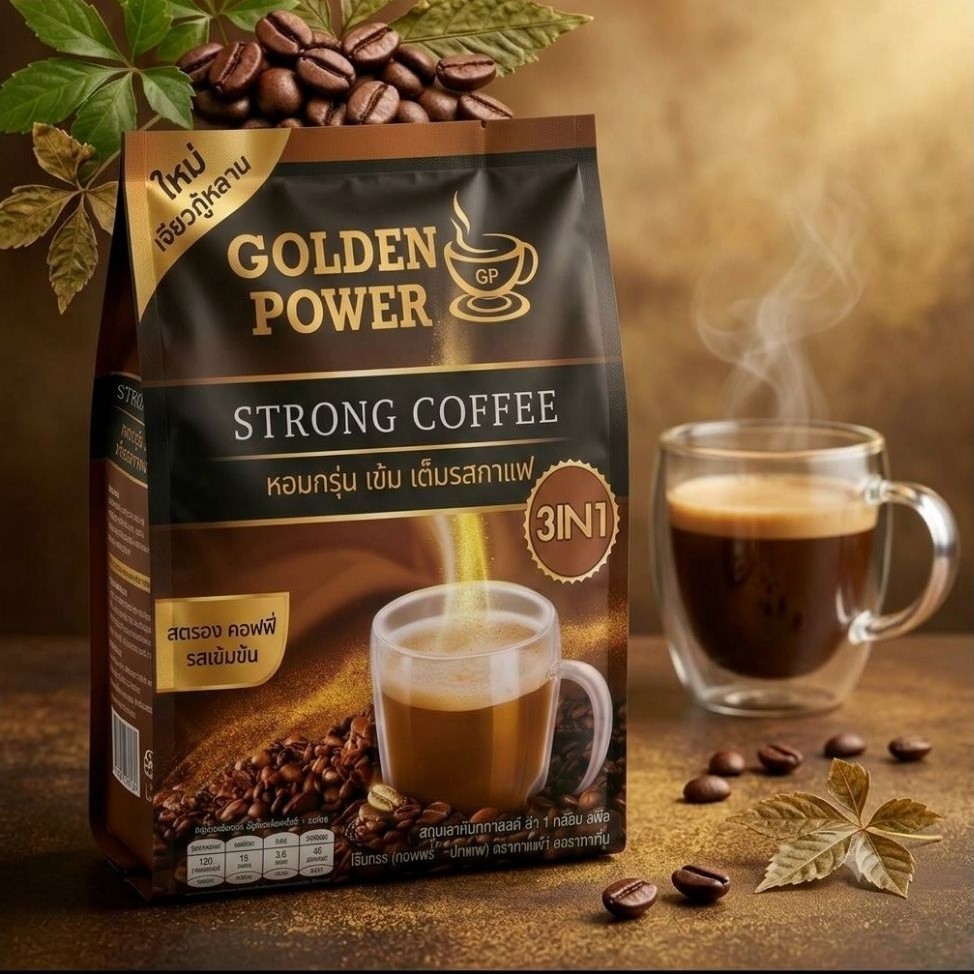 Golden Power กาแฟเข้มข้น 3in1 รสชาติเข้มข้น สำหรับการดื่มที่อร่อยและมีคุณภาพ