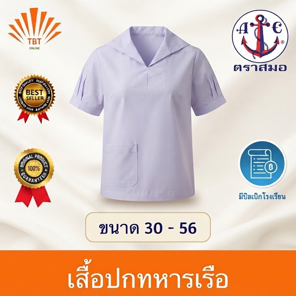 เสื้อ นักเรียน ปกทหารเรือ ตราสมอ ⚓️