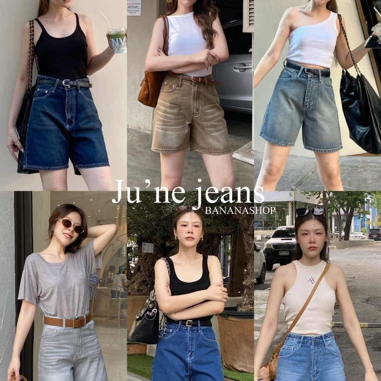 JU’NE JEANS | ยีนส์เอวสูง สไตล์สามส่วน ใส่แล้วขายาวหุ่นดี (พร้อมส่ง)