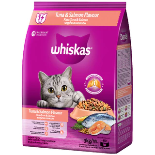 [จัดส่งจากคลัง] WHISKAS วิสกัสอาหารแมวโตรสทูน่าและแซลมอน 3กก. [8853301013260]