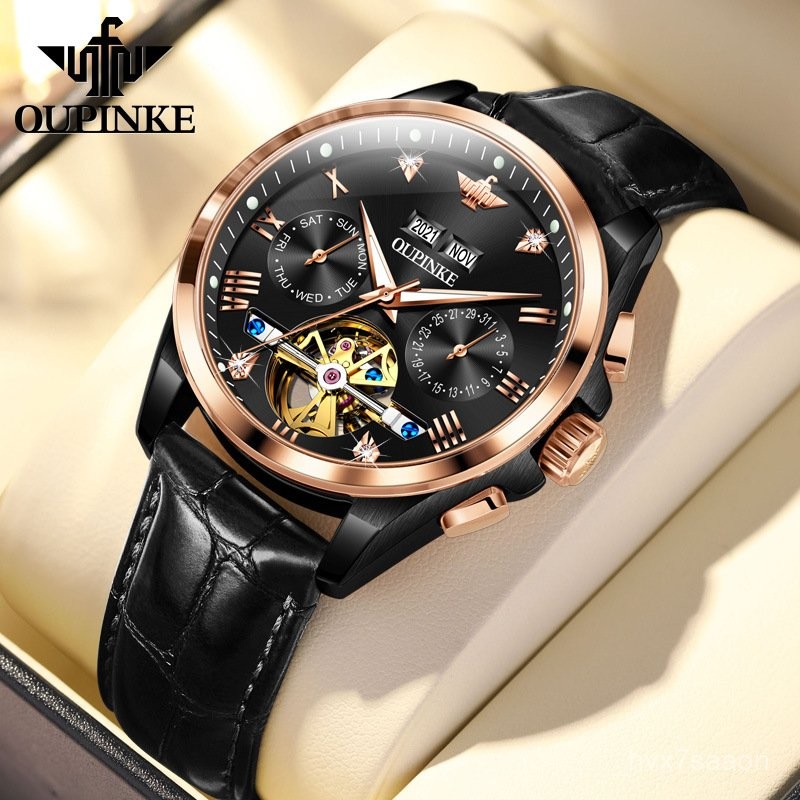 นาฬิกาจักรกลยี่ห้อ Oupinke ขายดี นาฬิกาธุรกิจผู้ชายสีเขียว Submariner