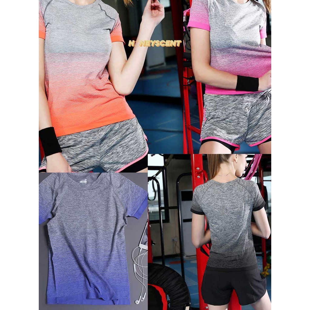 เสื้อกีฬาผู้หญิงแขนสั้น ระบายอากาศไม่อับ