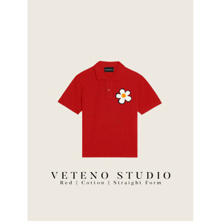 เสื้อ โปโล VETENO STUDIO RED POLO - WHITE DAISY
