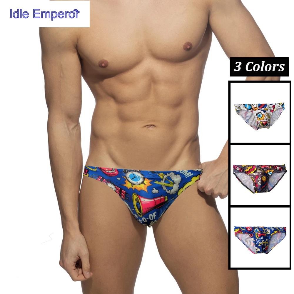 queshark กางเกงว่ายน้ํา บิกินี่ ขาสั้น พิมพ์ลาย สําหรับผู้ชาย GG333