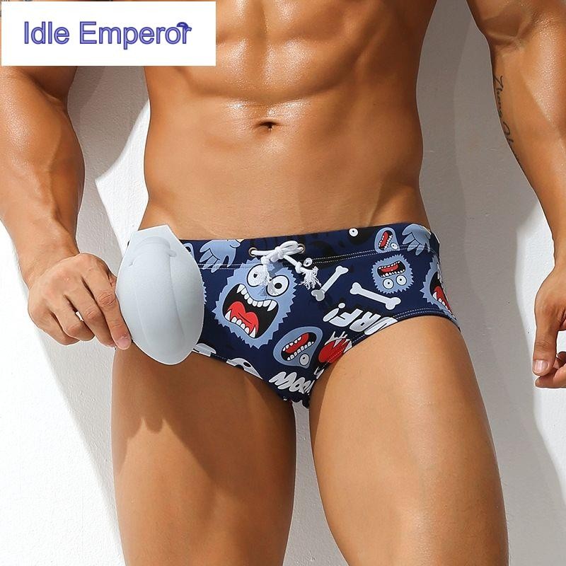 เทรนด์ของผู้ชายเซ็กซี่พิมพ์กางเกงว่ายน้ําขนาดบวกพร้อมแผ่นดัน GG369
