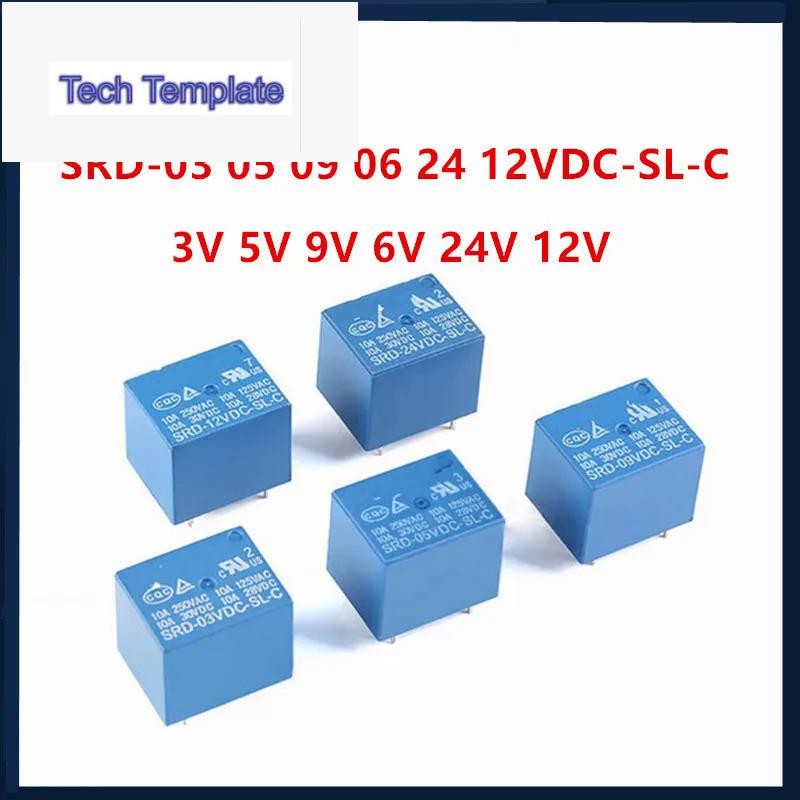 5pcs รีเลย์ SRD-03V 05V 09V 12V 24V 48VDC-SL-A-SL-C 4 PIN 5 ฟุต SRD-03VDC-SL-C SRD-05VDC-SL-C SRD-09