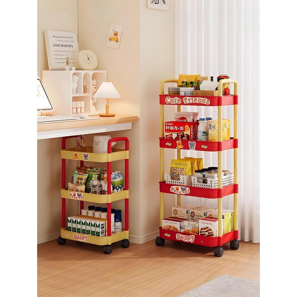 รถเข็นขนมขบเคี้ยวความจุขนาด Contrast Multi-Layer ที่ถอดออก  ชั้นวาง รถเข็นเก็บของ มันสามารถเคลื่อนไหว  ได้ชั้นวางรถเข็น