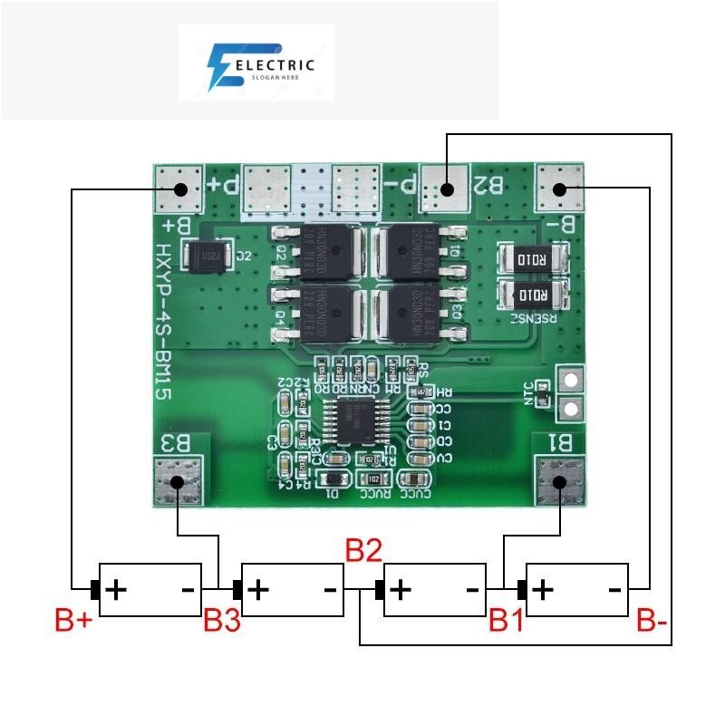 4S 12.8V 14.4V 16.8V Lifepo4 Li-ion Lipo แบตเตอรี่ลิเธียมป้องกัน 18650 BMS 14A จํากัด 20A PCB 4 เซลล