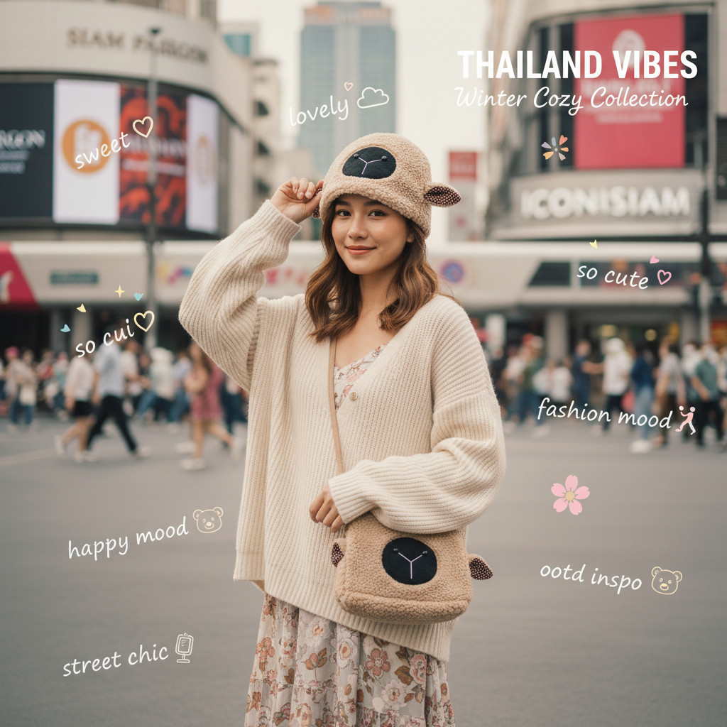 Sale 90% หมวกขนปุยนุ่ม รูปการ์ตูนแกะน้อย 5 สี